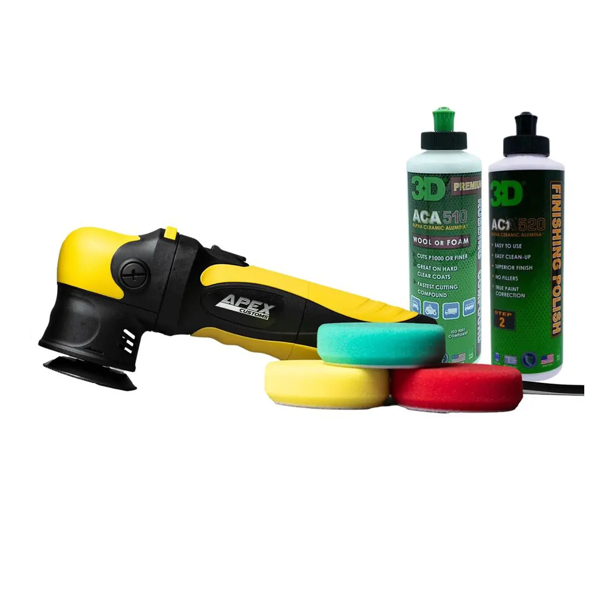 Apex Customs Grasshopper V3 Mini Da Polisher - Pads And Compounds Pack 3