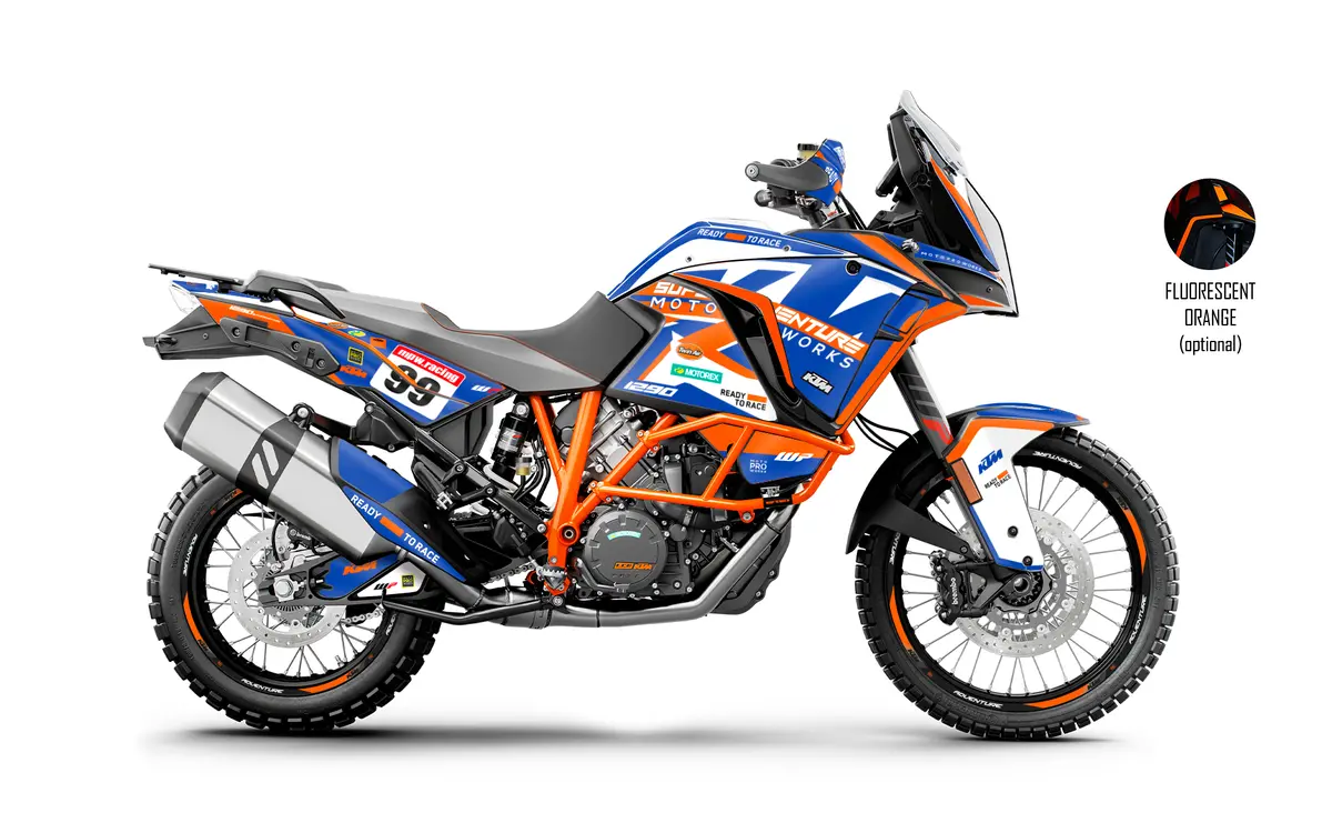 Ktm 1290 Super Adventure Graphics - "Atlantic" (White/Blue/Orange) 1