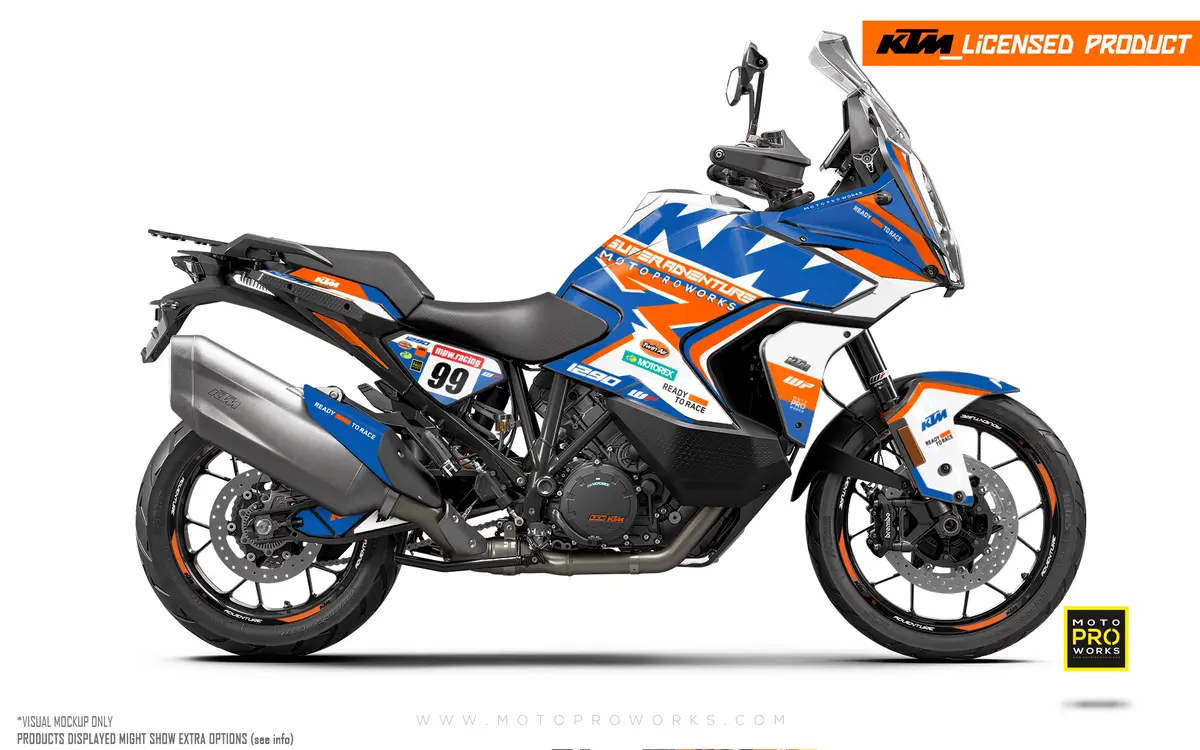 Ktm 1290 Super Adventure Graphics - "Atlantic" (White/Blue/Orange) 1