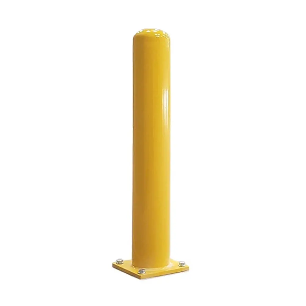 Yellow Powder Coated Surface Mount Steel Pipe Bollard 2