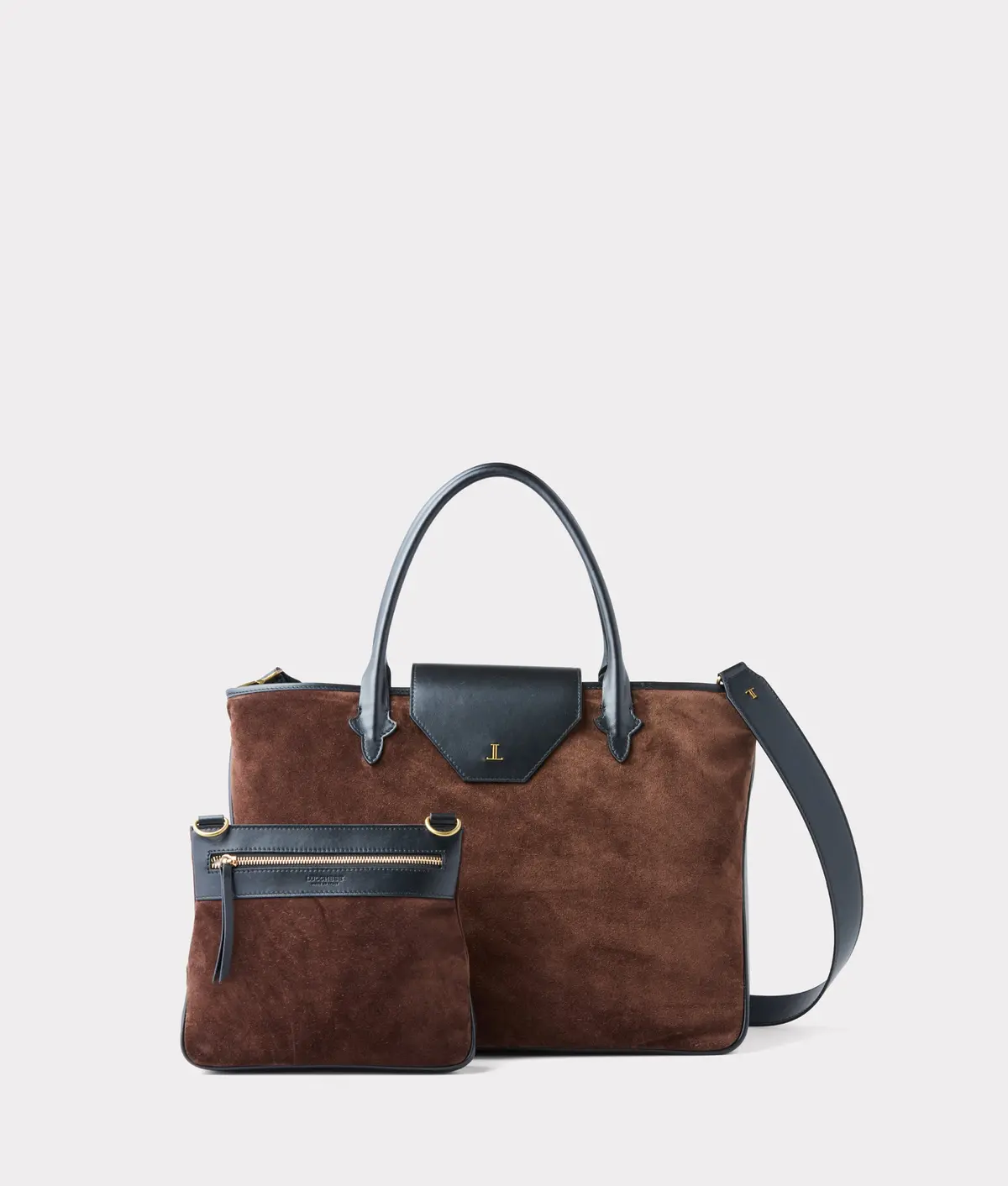 Large Roma Suede Tote :: Brown 1