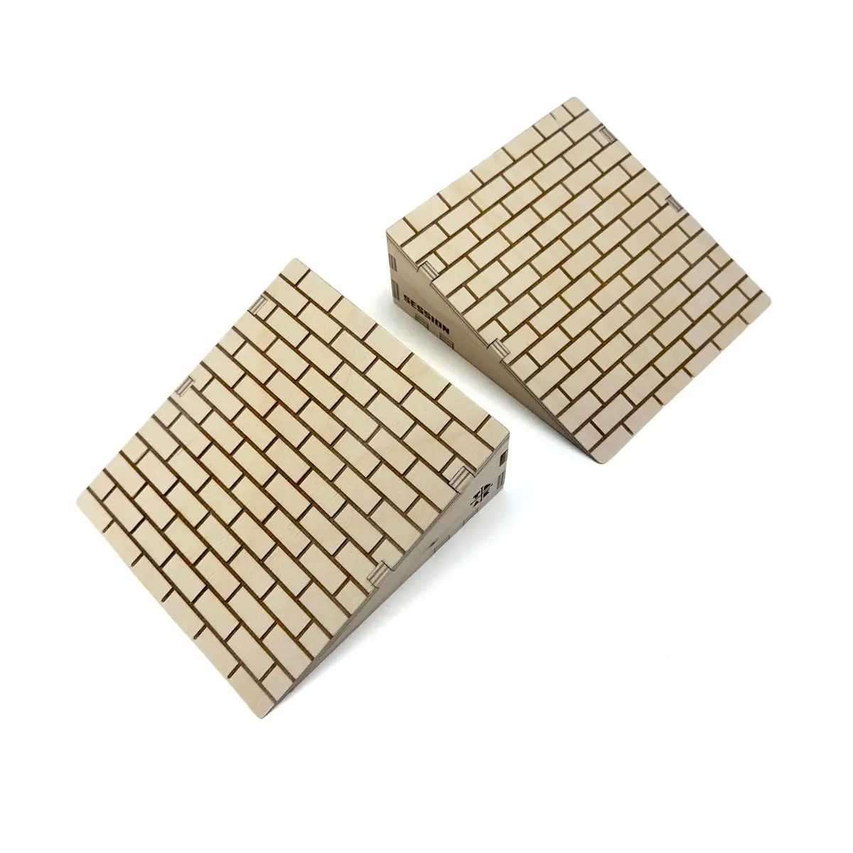 2-Pack Wooden Fingerboard Ramp Kickers - Brick Surface 1