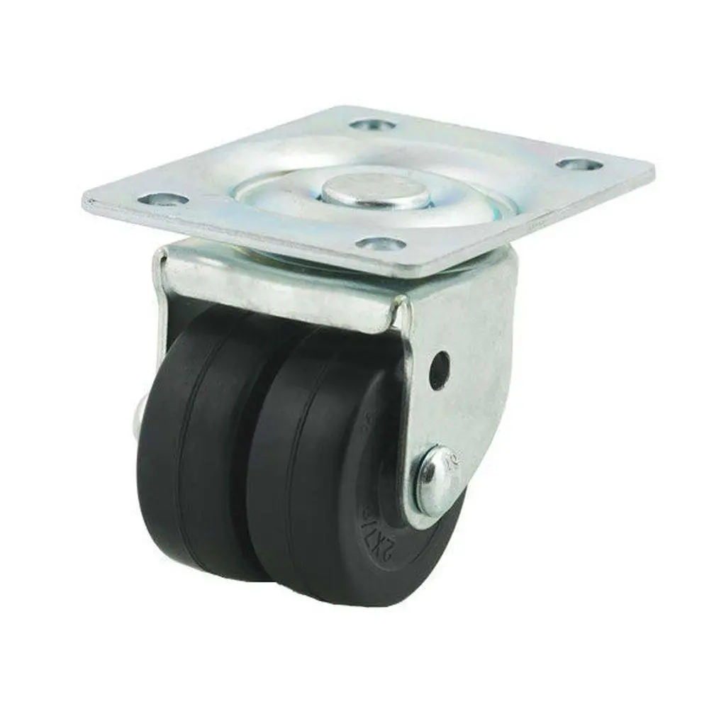 2" Double Wheel Hard Rubber Swivel Caster - 200 Lbs. Capacity 1
