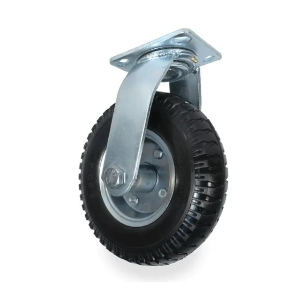 8" Bellman Luggage Cart Wheel, Flat Free, With Swivel 350 Lbs. 1