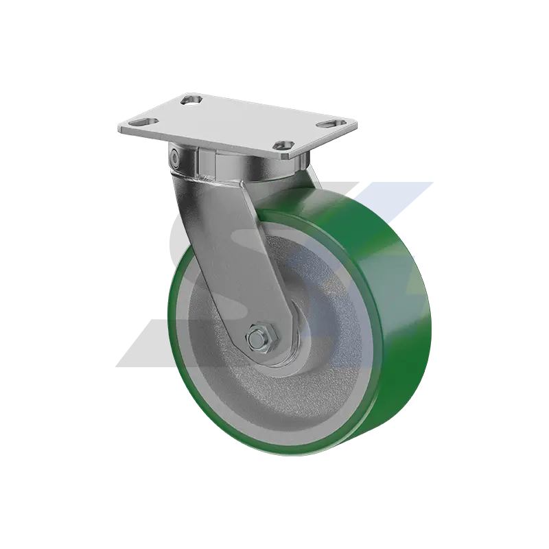 8 X 3" Zinc, Kingpinless Swivel Caster Top Plate Mount - C000.4B7 1