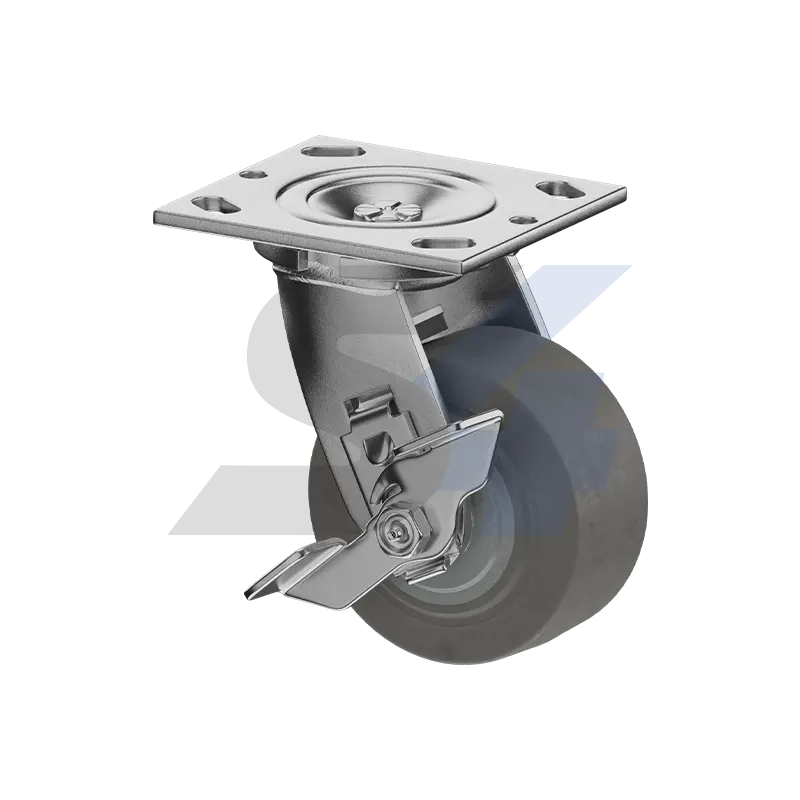 4 X 2" Zinc, Swivel Caster With Side Tread Lock Brake - C000.8C3 1