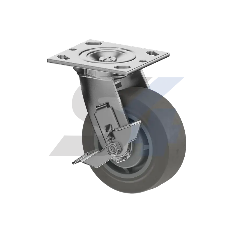5 X 2" Zinc, Swivel Caster With Side Tread Lock Brake - C000.E24 1