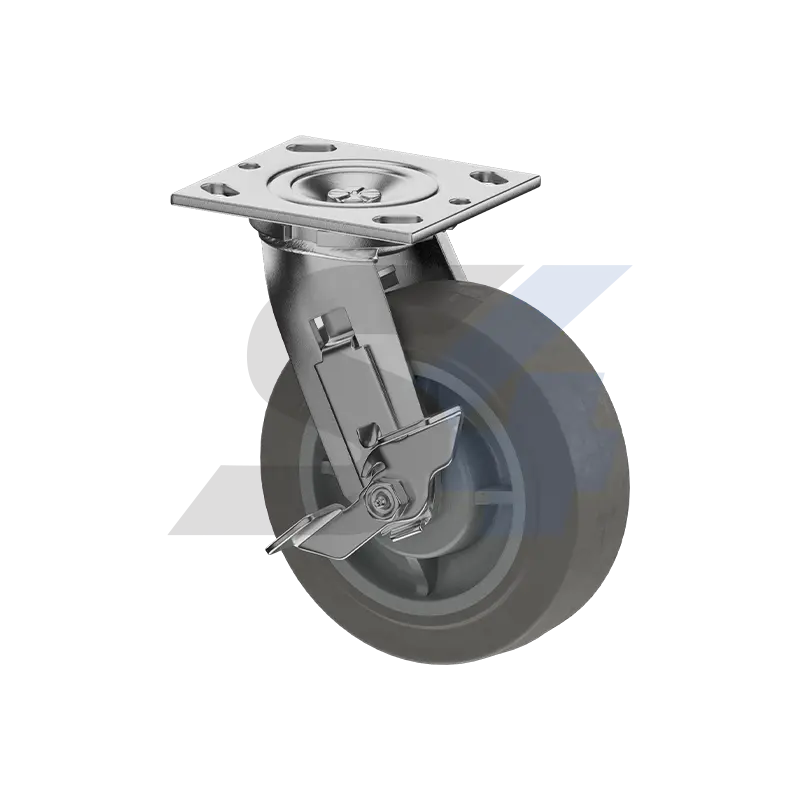 6 X 2" Zinc, Swivel Caster With Side Tread Lock Brake - C000.E3e 1
