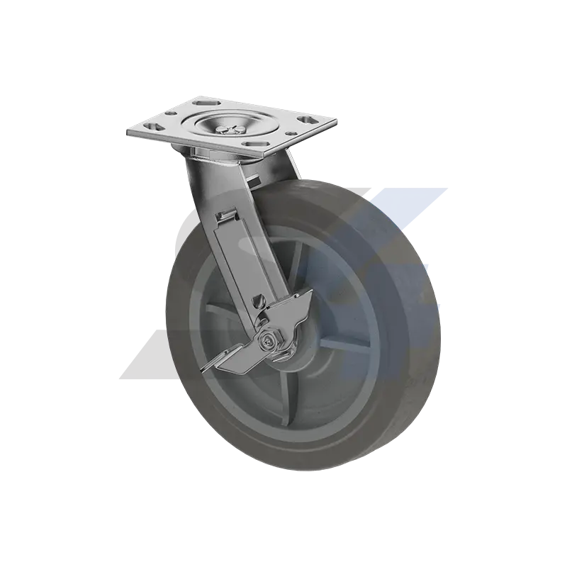 8 X 2" Zinc, Swivel Caster With Side Tread Lock Brake - C000.E58 1
