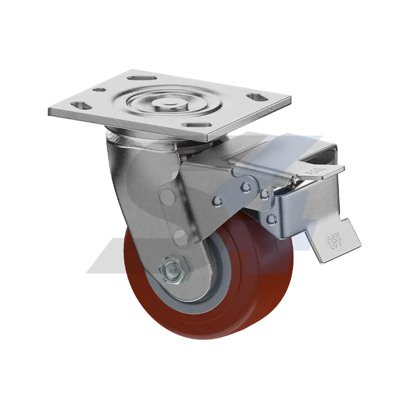 4 X 2" Zinc, Swivel Caster With Total Lock Brake Top - C000.E7c 1