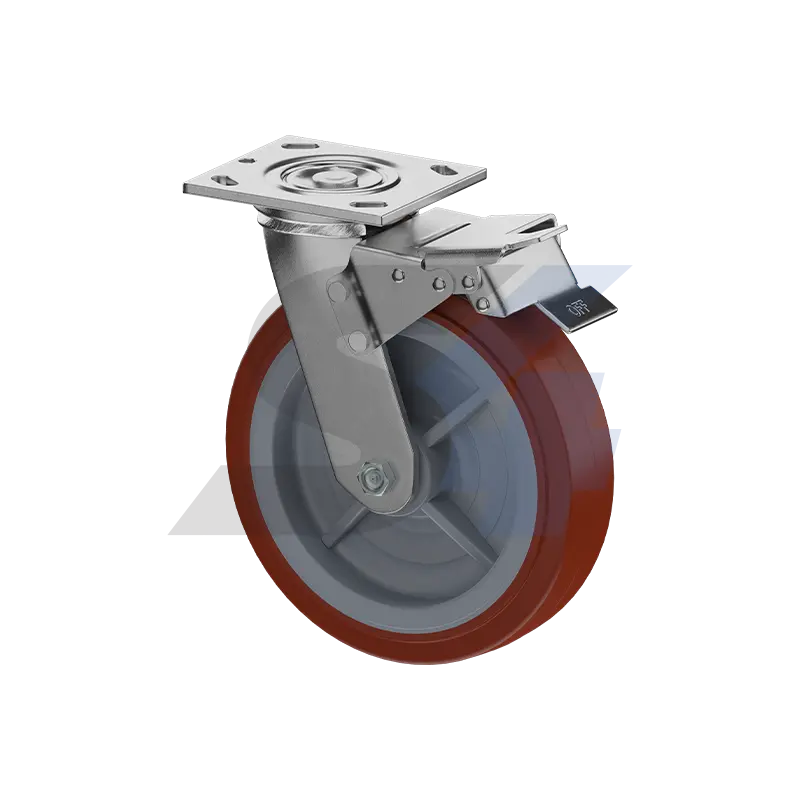 8 X 2" Zinc, Swivel Caster With Total Lock Brake Top - C004.A01 1