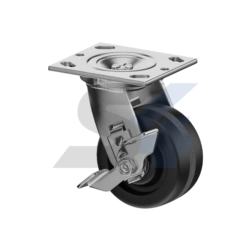 4 X 2" Zinc, Swivel Caster With Side Tread Lock Brake - C007.003 1
