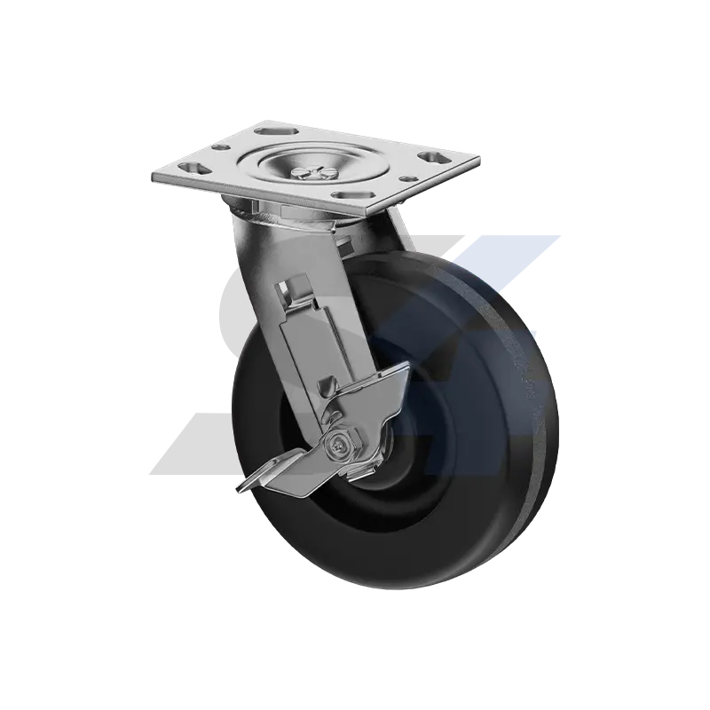 6 X 2" Zinc, Swivel Caster With Side Tread Lock Brake - C007.147 1