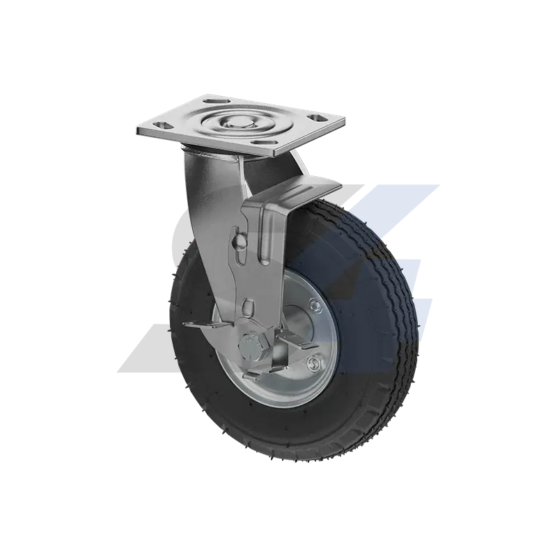 8 X 3" Zinc, Swivel Caster With Side Tread Lock Brake - C008.856 1
