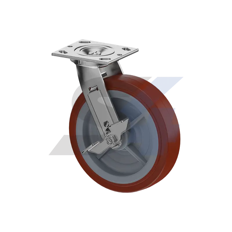 8 X 2" Zinc, Swivel Caster With Side Tread Lock Brake - C011.591 1