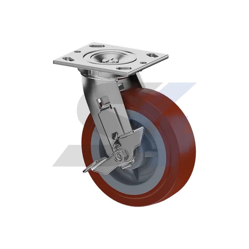 6 X 2" Zinc, Swivel Caster With Side Tread Lock Brake - C011.669 1
