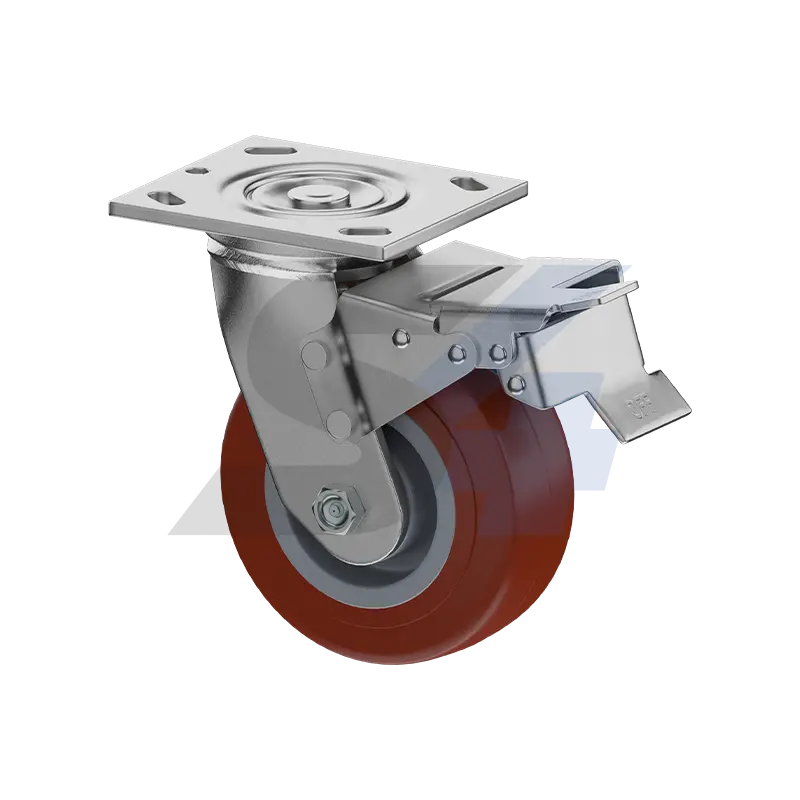 5 X 2" Zinc, Swivel Caster With Total Lock Brake Top - C014.B0a 1