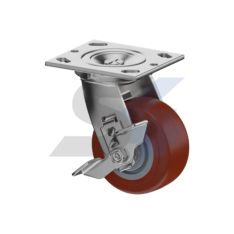 4 X 2" Zinc, Swivel Caster With Side Tread Lock Brake - C016.761 1
