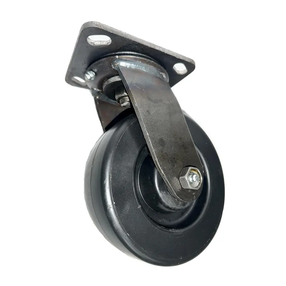6" X 2" Unplated "Beast" Heavy Duty Polyolefin Swivel Caster For Waste Bins 1