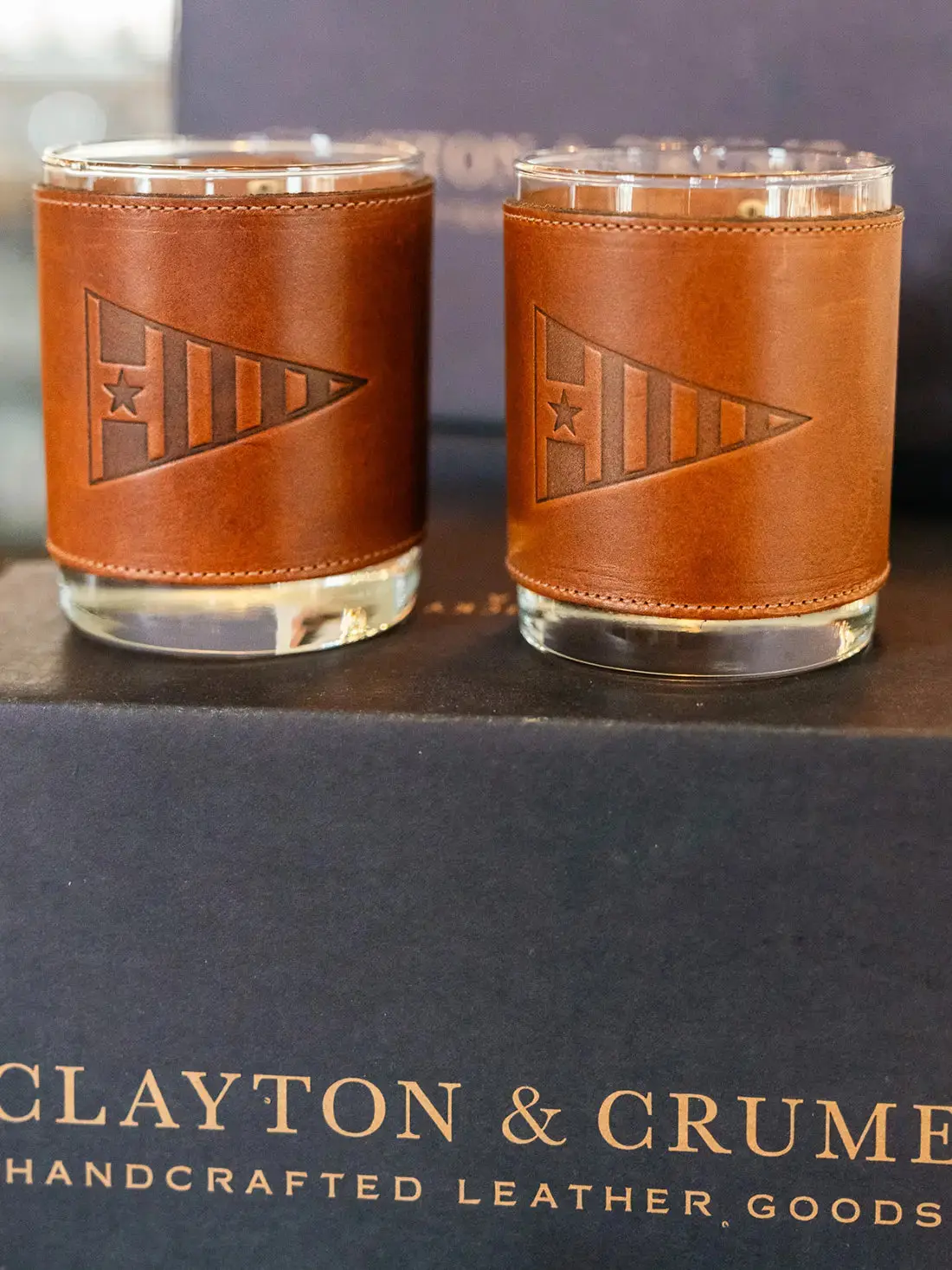 Captain's Burgee Logo Clayton & Crume Rocks Glass 1
