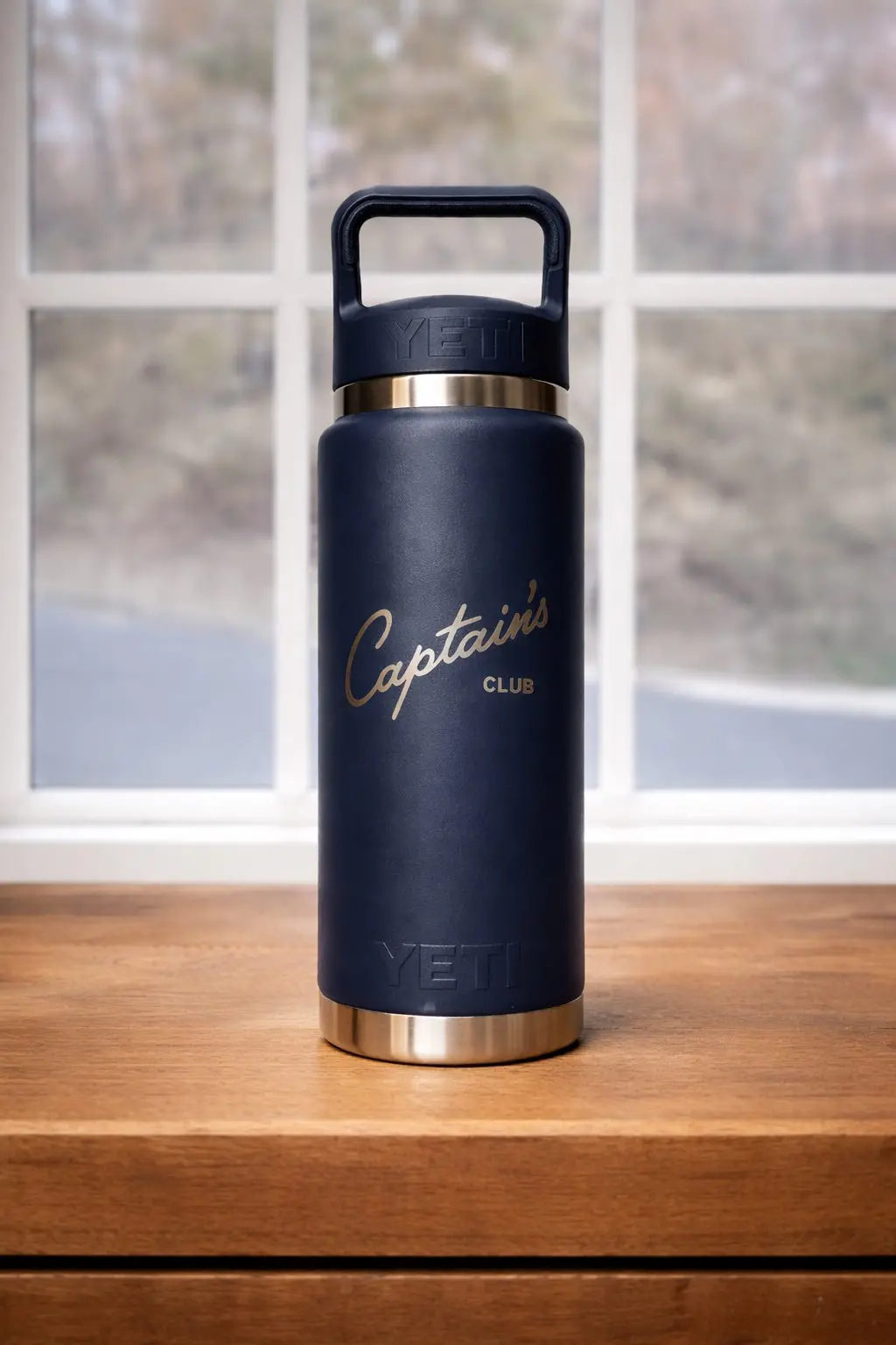 Navy Yeti Rambler 26Oz Straw Bottle Captain's Club Cup 1