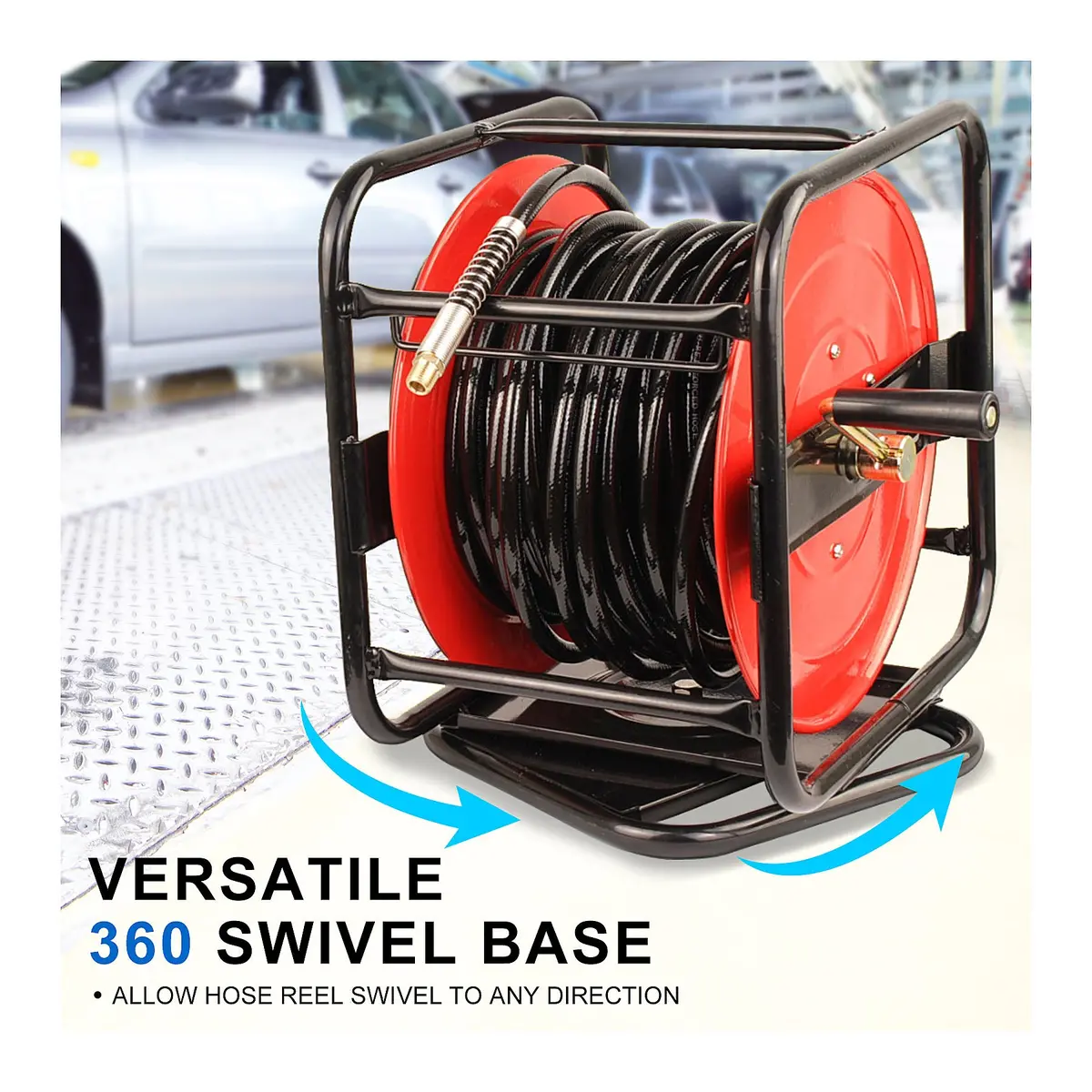 Cleanskin Air Hose & Manual Reel Assembly On Swivel Base - 30 Metre 2