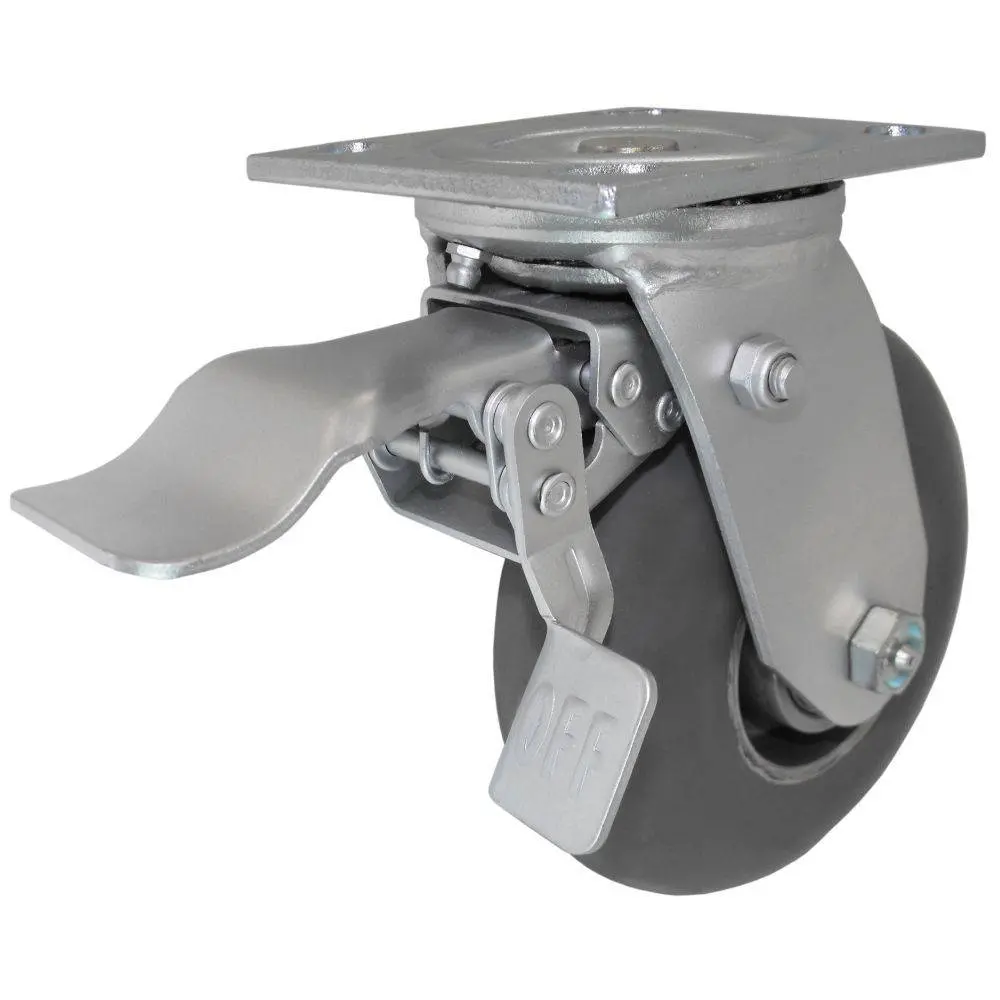 6" X 2" Dura Cushion Swivel Caster W/ Total Lock Brake - 350 Lbs. Cap. 1
