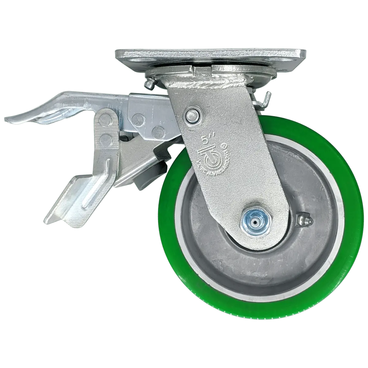 5" X 2" Polyon Aluminum Wheel Swivel Caster W/ Dual Pedal Lock - 900 Lbs. Capacity 1