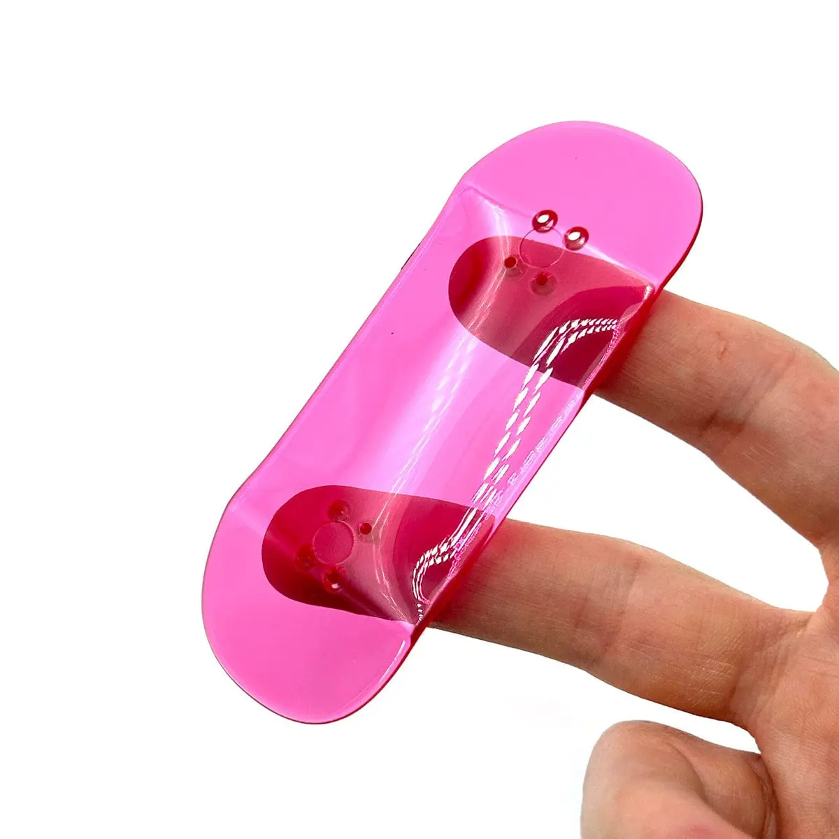 34Mm "Fruit Punch" Transparent Pink Fingerboard Deck By Duck Decks - Runner Shape 2