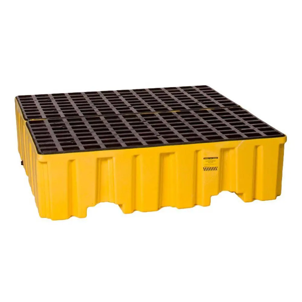 4 Drum Pallet Yellow W/ Drain 1