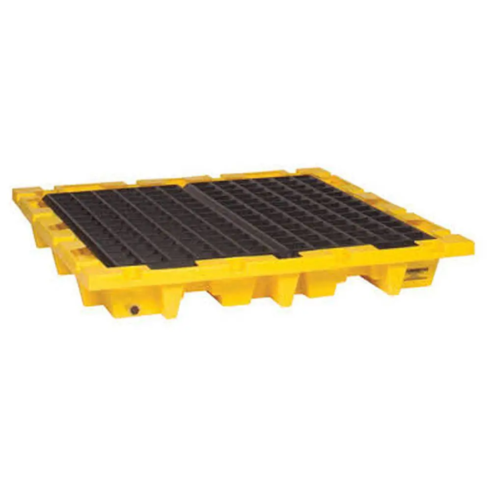4 Drum Nestable Containment Pallet Yellow W/ Drain 1