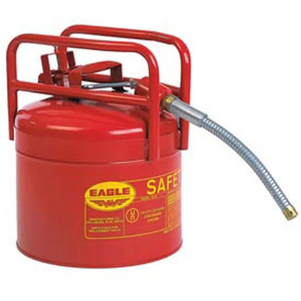 D.O.T. Type Ii Safety Can 5 Gal. Red Galv. Steel W/ 7/8" Flexible Hose 1