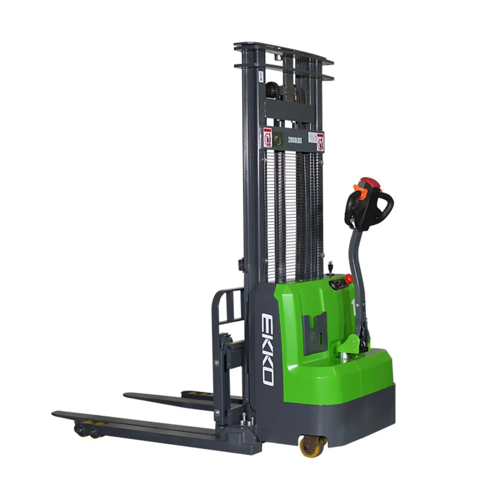 Full Electric Lithium Straddle Stacker 3000 Lbs Capacity With Adjustable Forks - Eb14c-Li 1