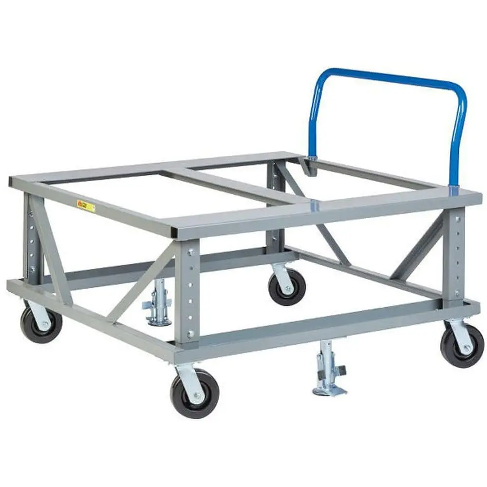Ergonomic Adjustable Height Mobile Pallet Stand W/ Handle (Open Deck) 1