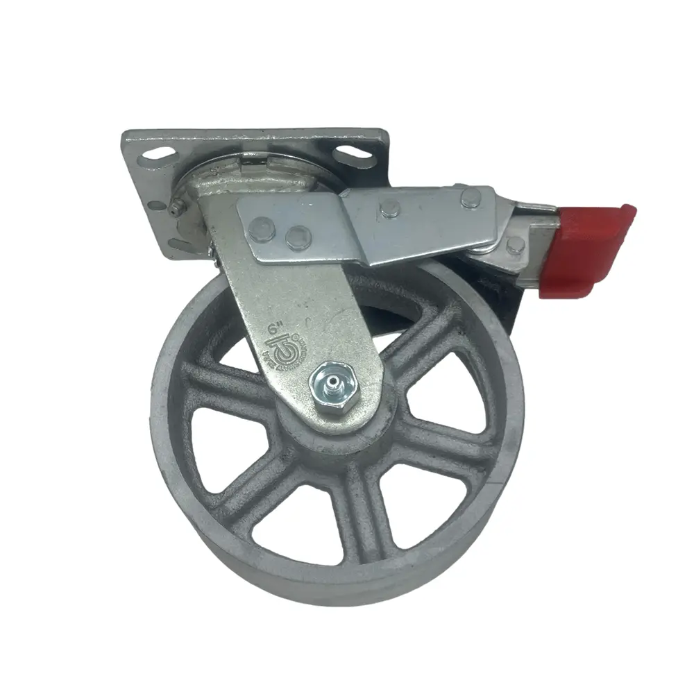 6" X 2" Heavy-Duty Semi-Steel Wheel Swivel Caster W/ Total Lock Brake - 1400 Lbs. Cap. 1