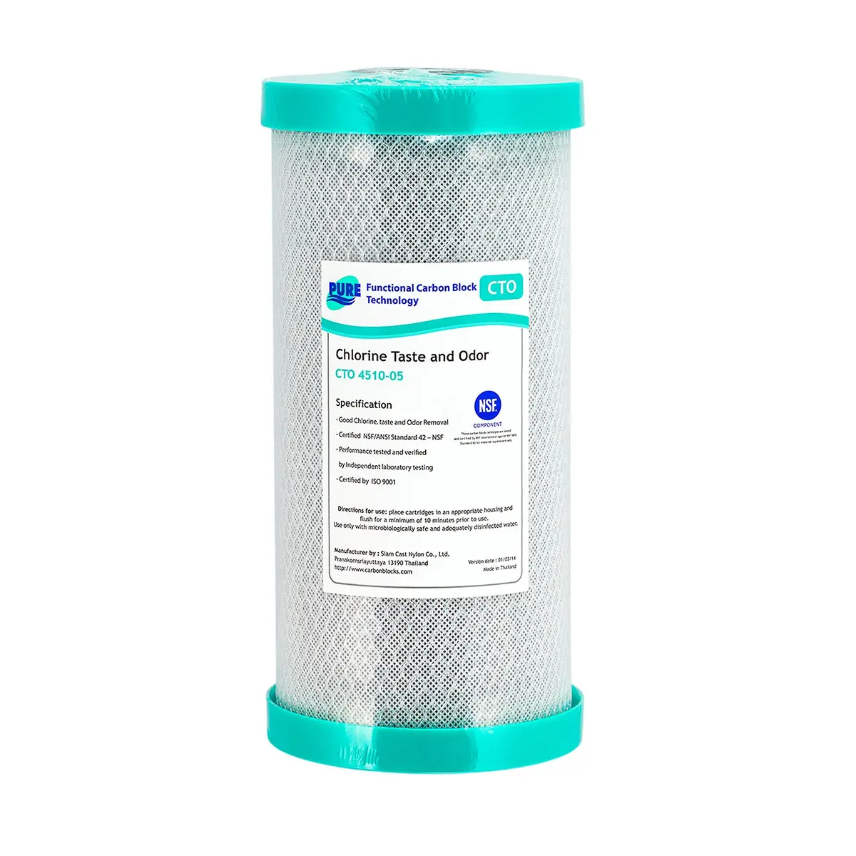Filter Systems Australia 5 Micron Coconut Carbon Block Water Filter Cartridge 10" X 4.5" (Gt4-13Cto) 1
