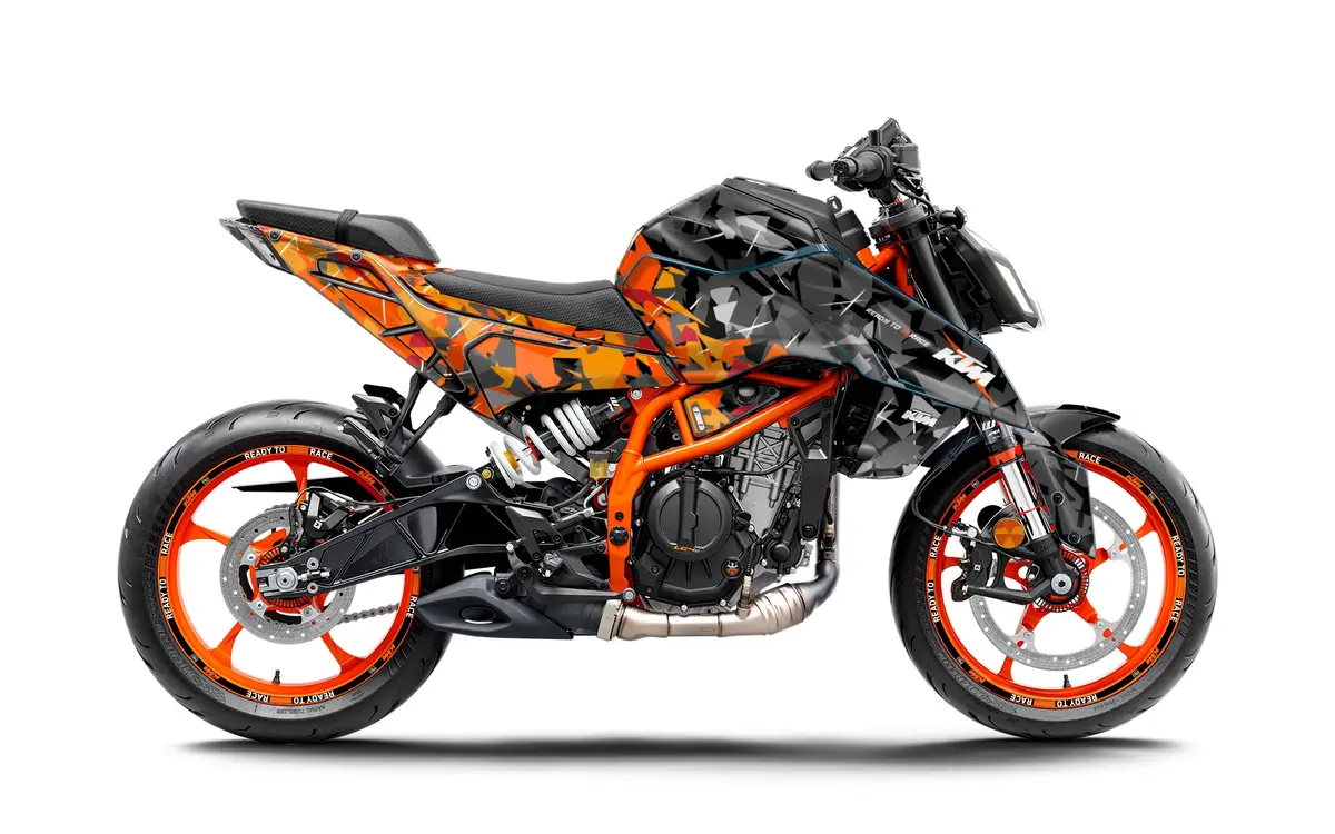 Ktm 125 Duke Graphics - "Flake" (Black/Orange) 1