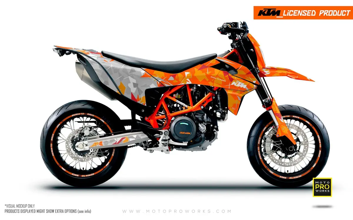 Ktm 690 Enduro Graphics - "Flake" (Grey/Orange) 1