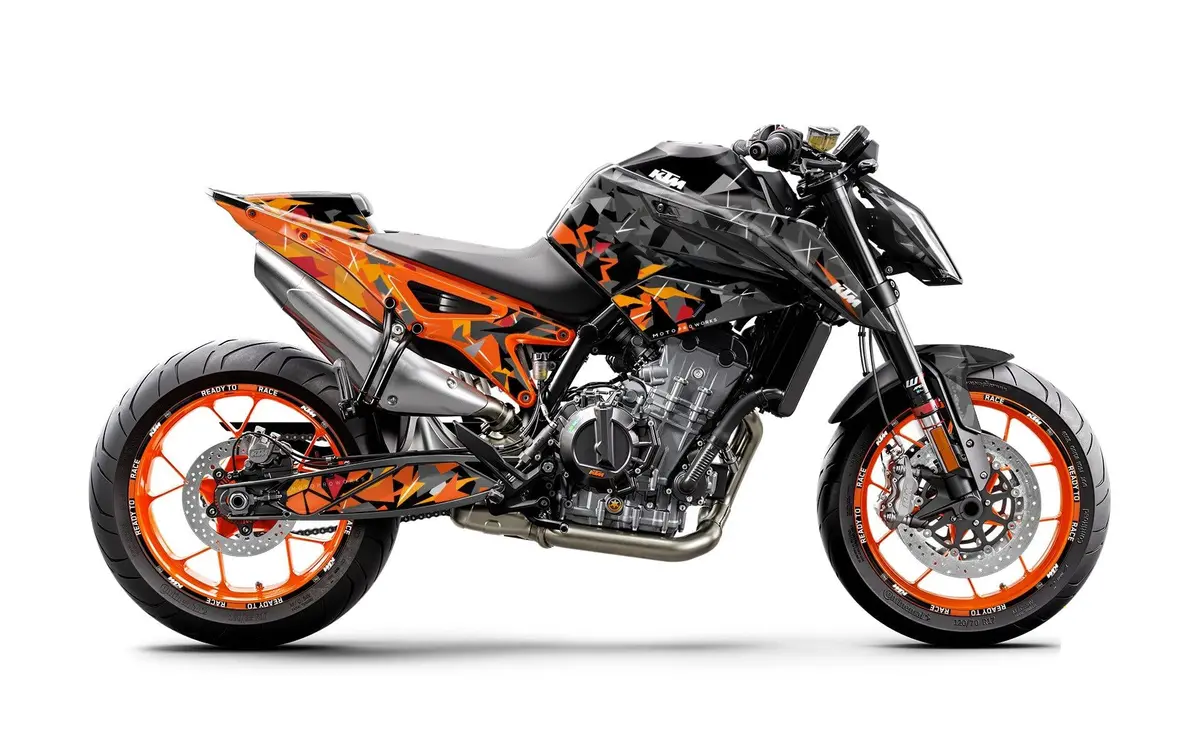 Ktm 790/890 Duke Graphics - "Flake" (Black/Orange) 1