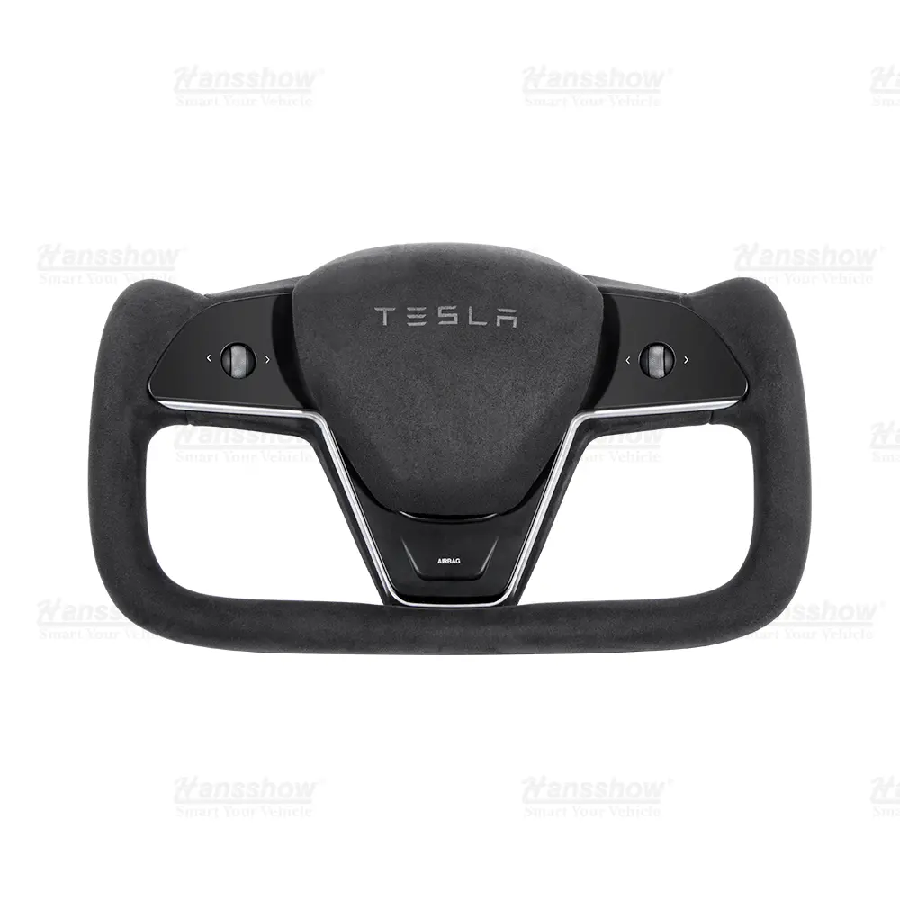 Tesla Model 3/Y Alcantara Black Yoke Steering Wheel (Design Inspired By... 1