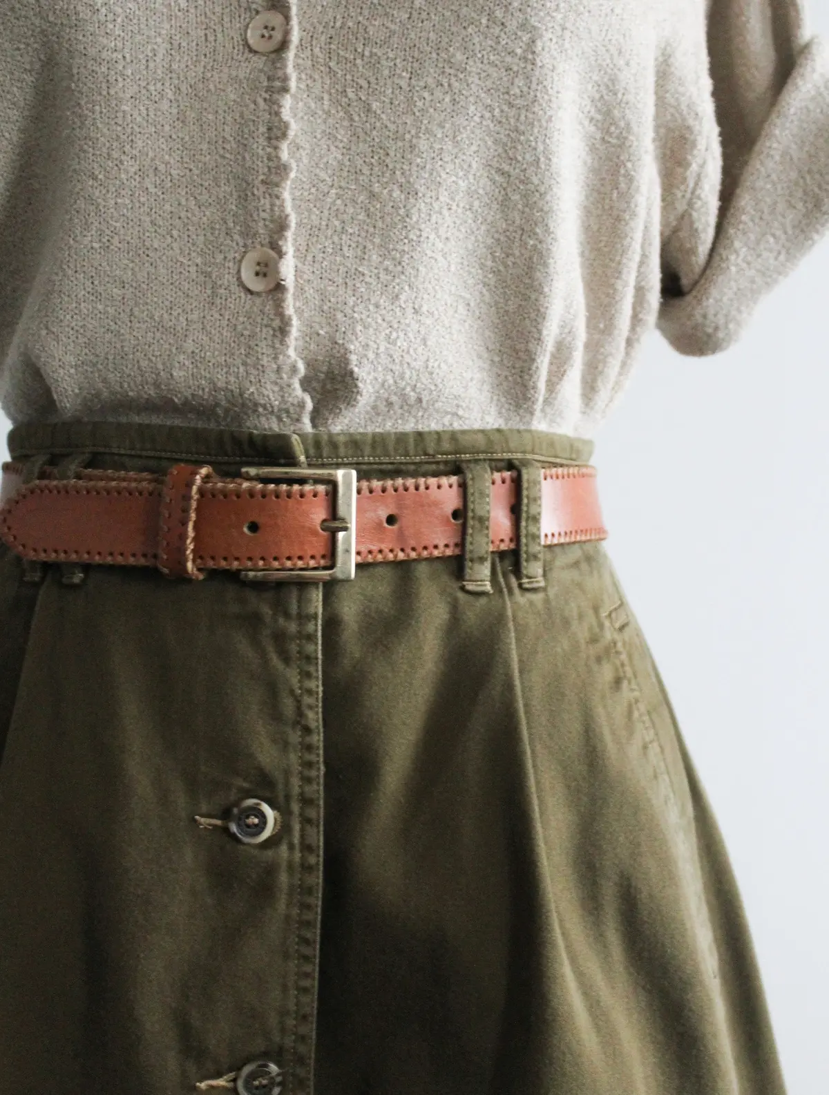 Seed Stitch Honey Leather Belt 2