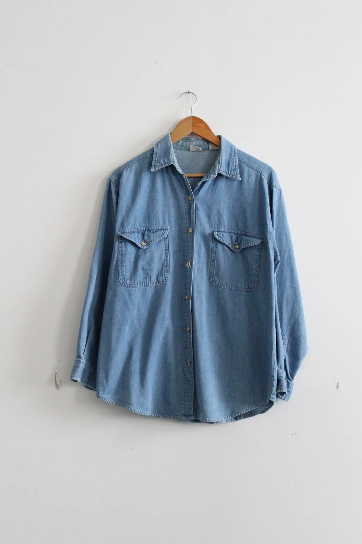 Distressed Hudson Falls Denim Work Shirt 1
