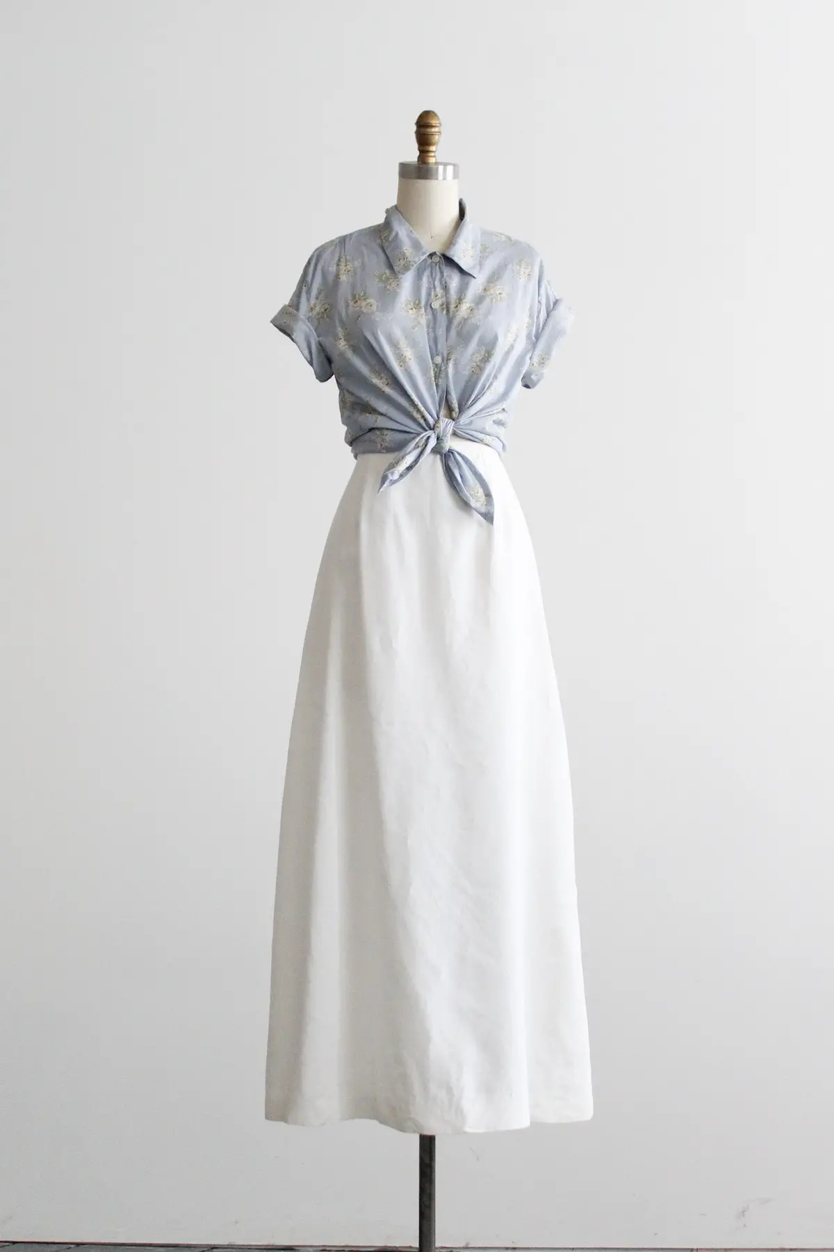Bone Linen Maxi Skirt 1