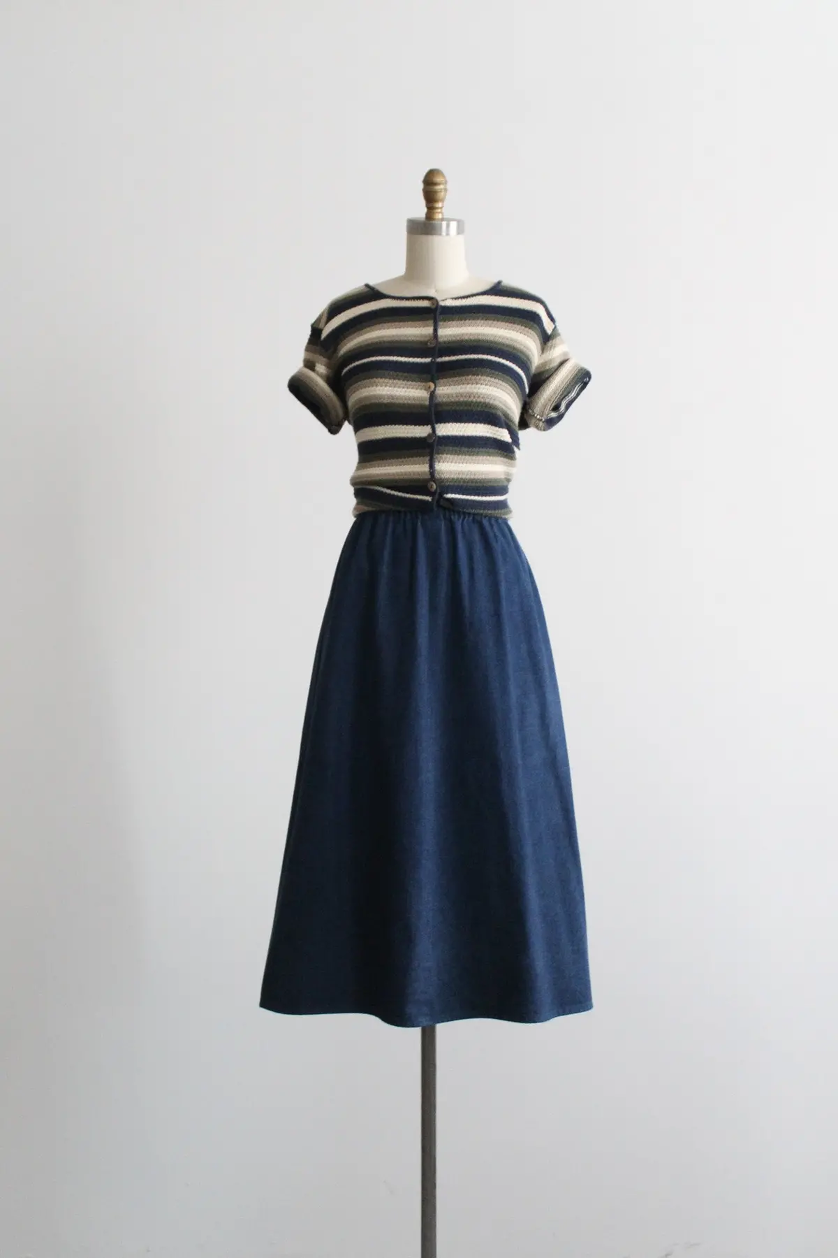 Indigo Denim Midi Skirt 1