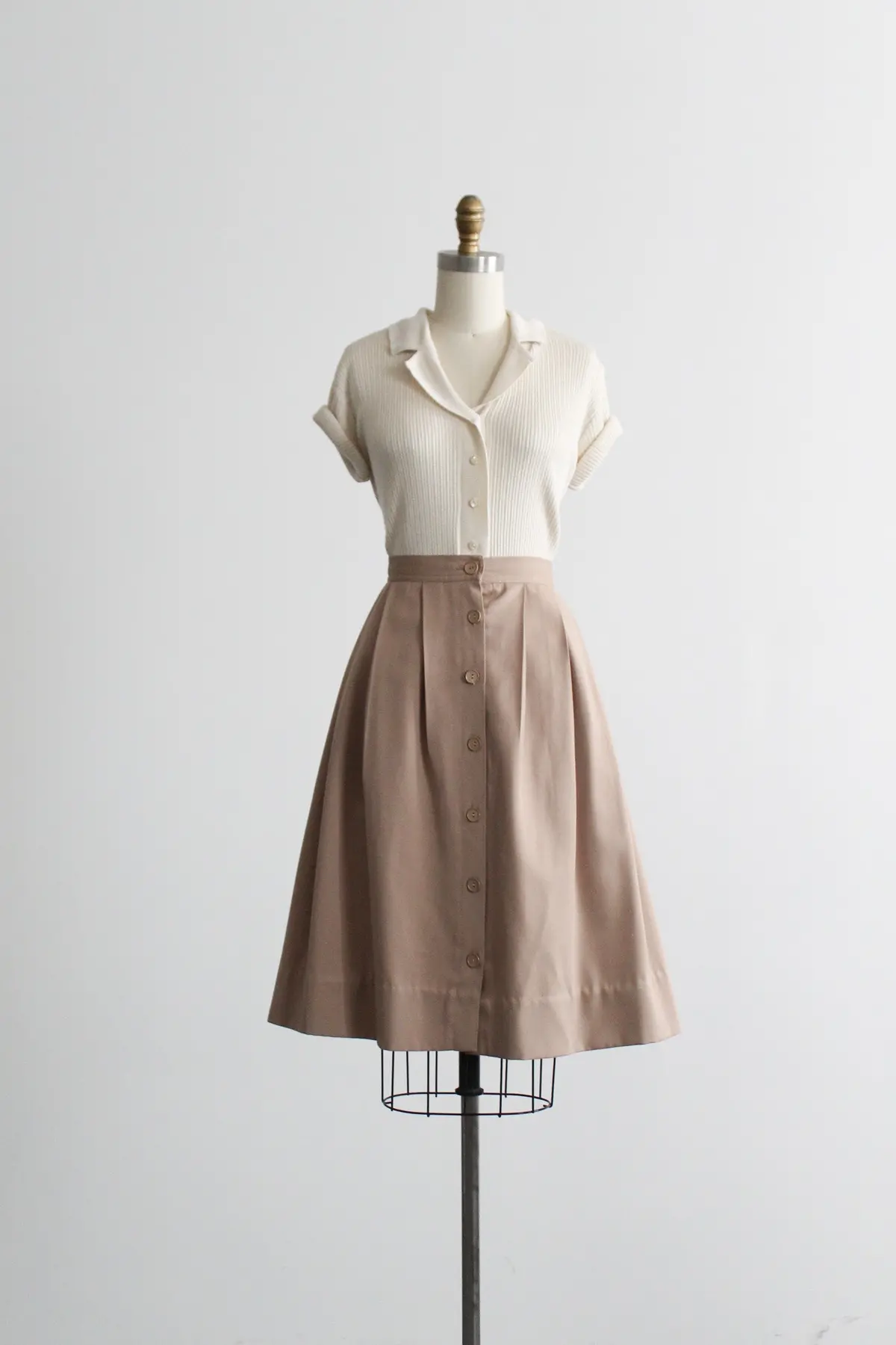 Button Front Almond Midi Skirt 2