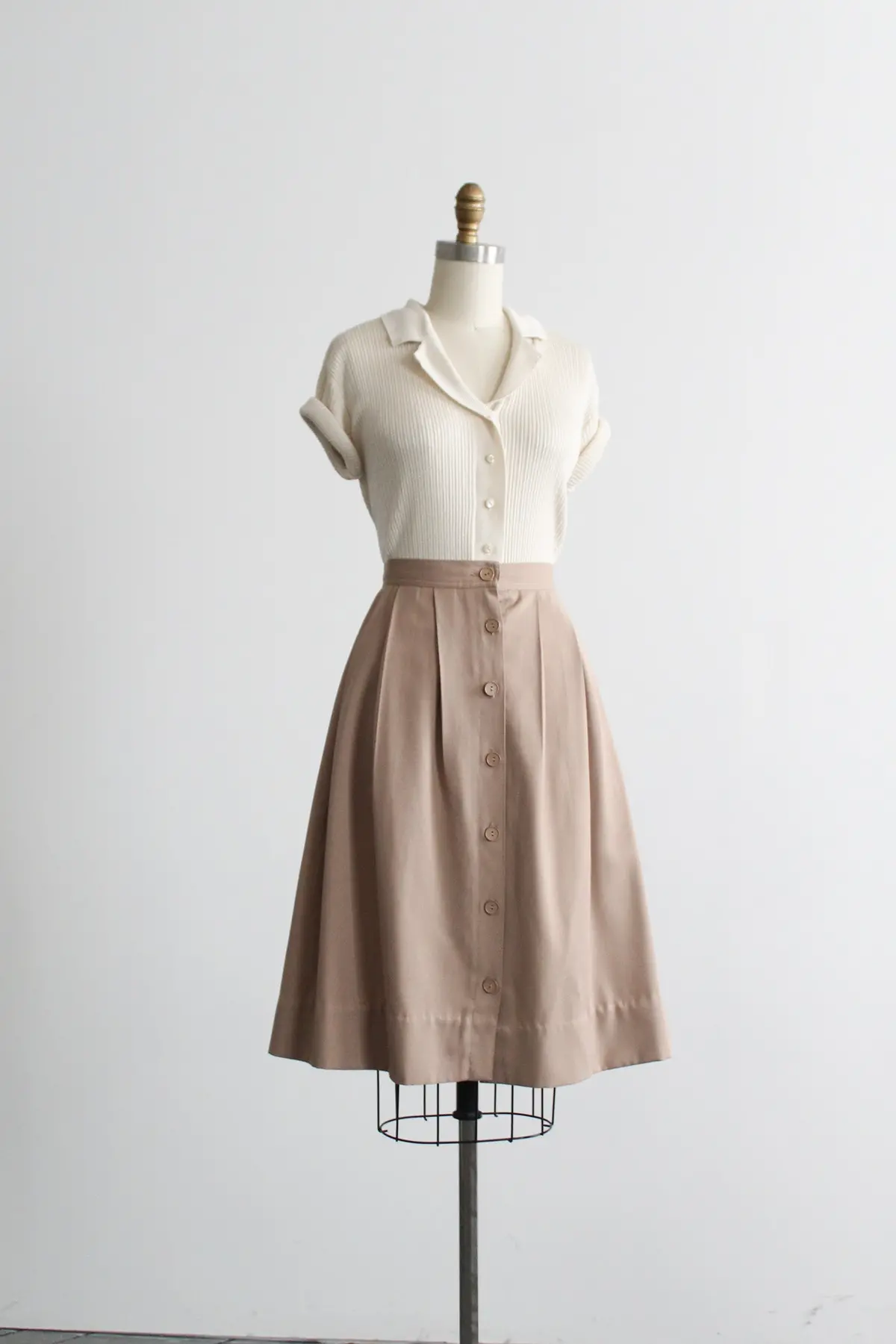 Button Front Almond Midi Skirt 1