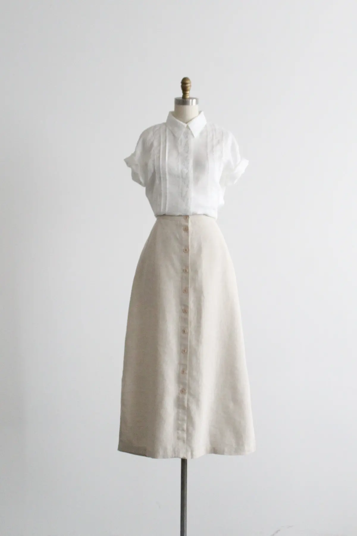 Natural Linen Maxi Skirt 1