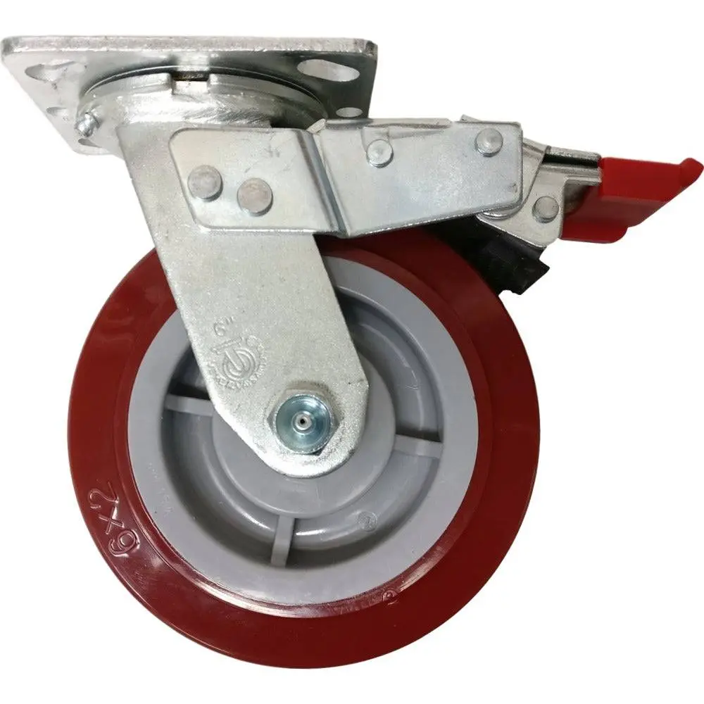 6" X 2" Polymadic Wheel Swivel Caster W/ Total Lock Brake - 900 Lbs. Cap. 1