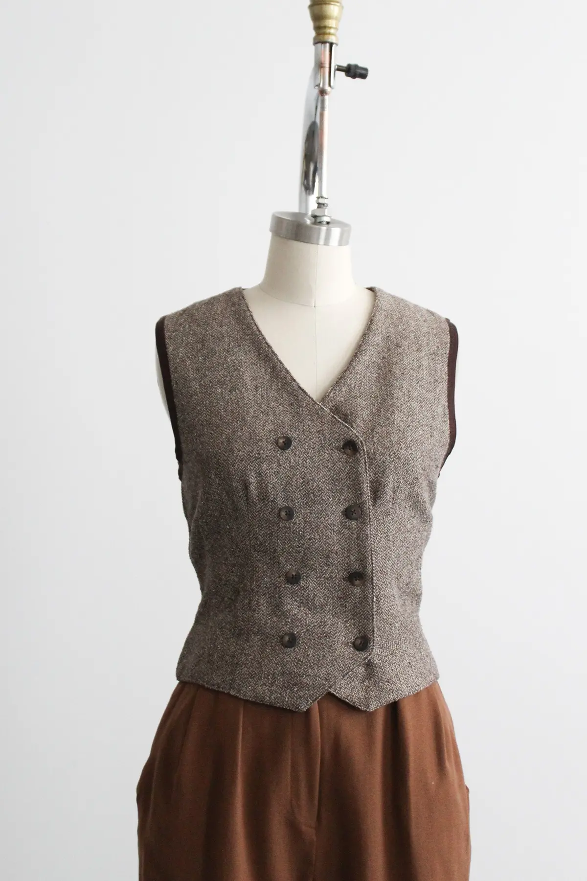 Walnut Herringbone Vest 1