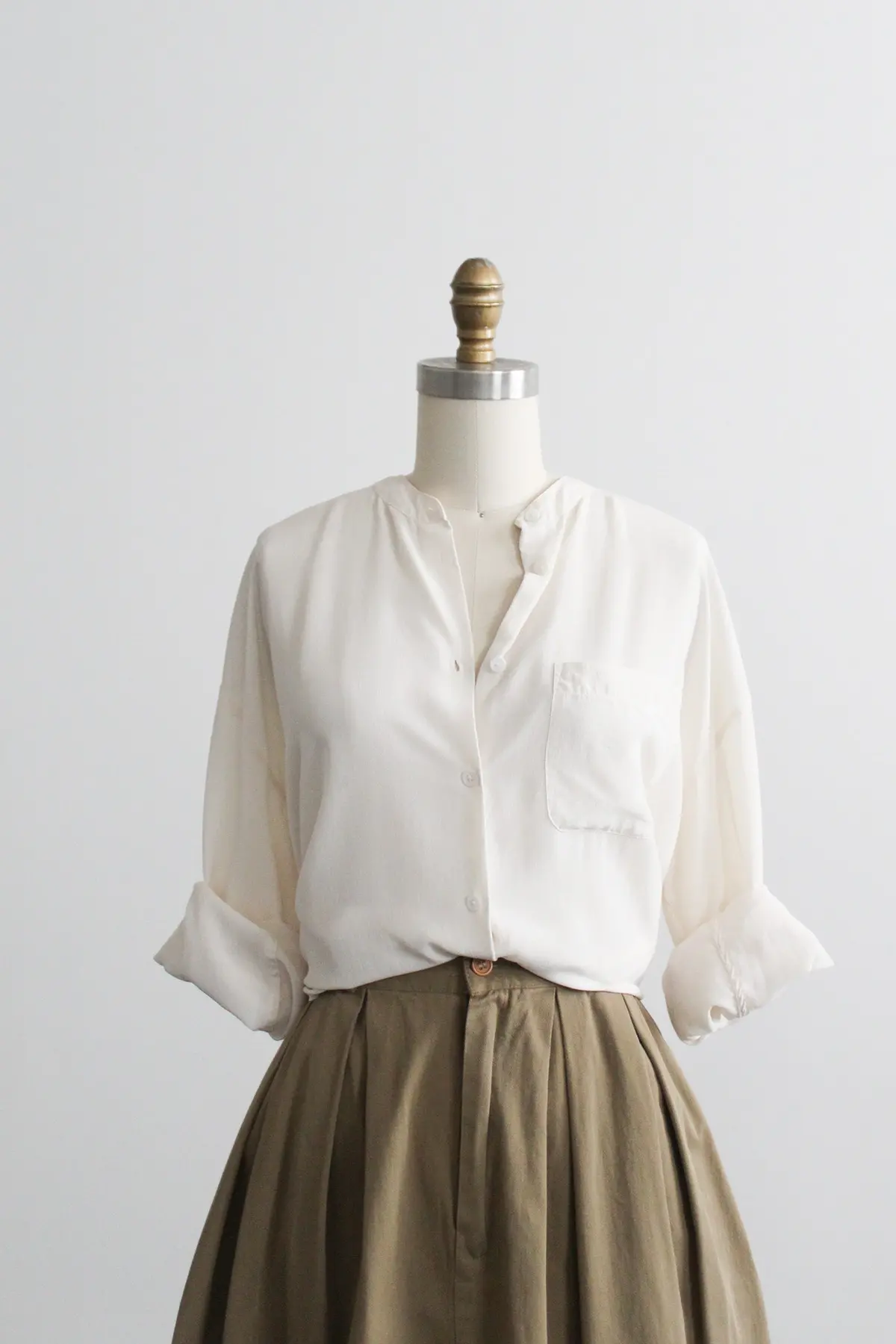 Ivory Silk Button Up Tunic 1